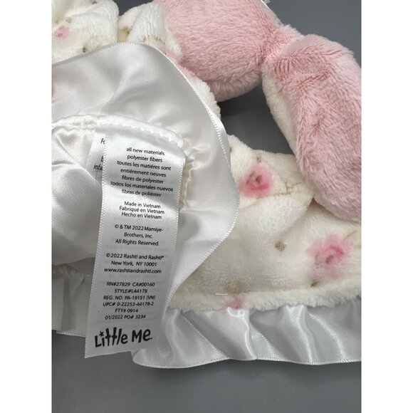 Little Me Baby Snuggle Blanket Pink Lovey Plush Bunny Rattle & Satin Trim - Picture 7 of 9